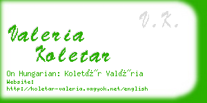 valeria koletar business card